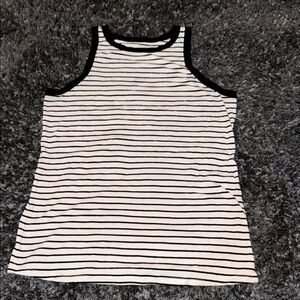 Torrid Black and White Striped Ribbed Top